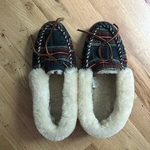 Wicked good moccasins slippers in a cozy plaid